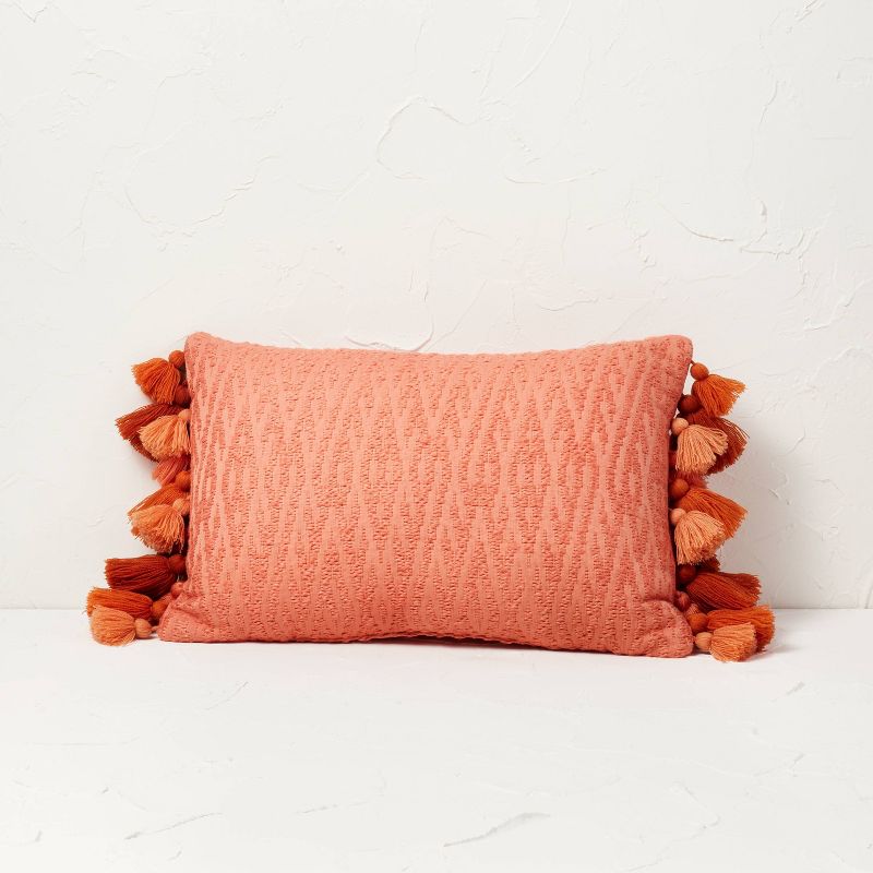 Chunky Woven Lumbar Throw Pillow with Tassels - Opalhouse™ designed with Jungalow™, 1 of 6