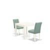 East West Furniture 3 Piece Dinette Table Set Includes A Dinner Table and 2 Beige Red Faux Leather Kitchen Chairs with Stylish Back-  White Finish - 2 of 3