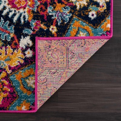 Vibrant Burgundy and Burnt Orange Medallion Area Rug