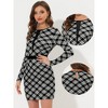 Allegra K Women's Bodycon Dress Mesh Panel Plaid Dresses - image 2 of 4