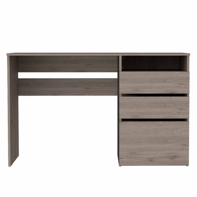 Vynxaria Classic 3-Drawer 1-Shelf Computer Desk - Light Grey, 24.5"H Legroom, Drawer/Shelf Dimensions (5.7"H-11.41"H/4.3"H)