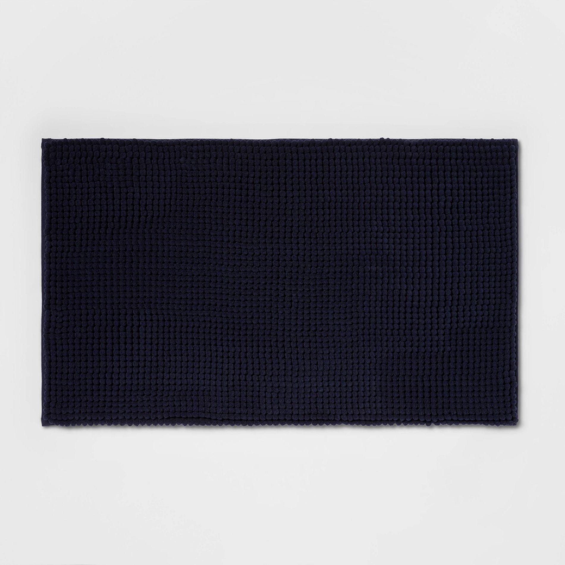 20"x34" Low Chenille Memory Foam Bath Rug Navy - Threshold™: Recycled Polyester, Machine Washable, OEKO-TEX Certified