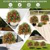 2PCS Artificial Topiary Boxwood Ball Trees with Spike UV Resistant Faux Round Topiary Shrub Plant with Silk Flowers for Porch Outdoor Christmas Decor - 4 of 4
