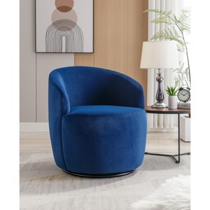 Ridstar Upholstered Velvet Swivel Accent Chair & Armchair With Metal Ring For Office, Reading & Living Room-Blue - 1 of 4