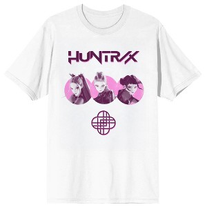 KPop Demon Hunters Huntrix Trio Close Up on White Short Sleeve Adult T Shirt - 1 of 4