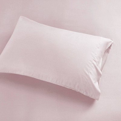 Blush Twin Solid Microfiber Sheet Set with Pillowcase