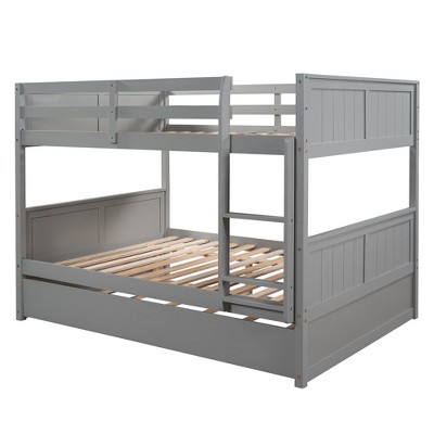 Full Over Full Bunk Bed With Twin Size Trundle Gray-modernluxe : Target