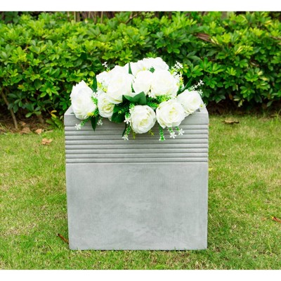 15" Square Concrete/Fiberglass Elegant Indoor/Outdoor Planter Natural - Rosemead Home & Garden, Inc.