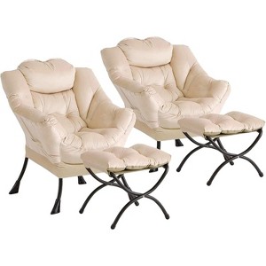 Coucheta Lazy Chair & Ottoman Set of 2 - Oversized Lounge Chairs with Footrest, Comfy Armchairs for Living Room, Bedroom & Dorm - 1 of 4