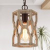 LNC Quaint 1-Lights 6.5" Farmhouse Cylinder Mini Pendant  Lights, Distressed Greyish White Wood and Rustic Bronze - 2 of 4
