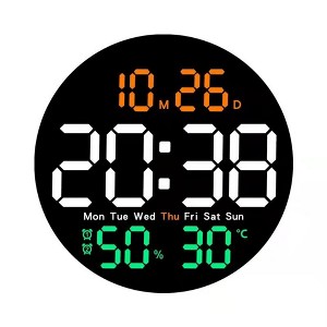 LED Wall Clock With Remote Control Auto Dimming 10 Level Brightness Digital Alarm Clock For Home Farmhouse Office - 1 of 4