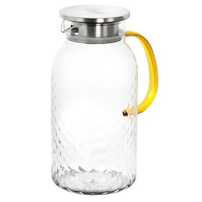 JoyJolt 60oz Glass Pitcher with Lid (2 Lids) - Beverage Serveware