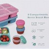 3-pack 1300ml lunch box with dividers, 5 compartments, 3 sauce containers, dishwasher safe, pure PP transparent lid + wheat straw - 4 of 4