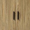 LuxenHome Mid-Century Modern 2-Door Accent Cabinet with Slatted Sliding Doors, Oak Brown - 3 of 4