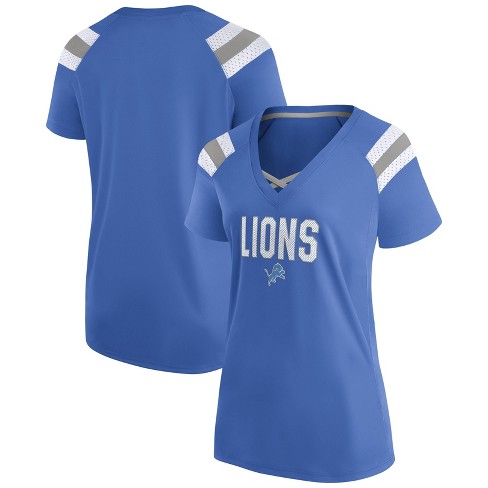 Nfl Detroit Lions Women's Authentic Mesh Short Sleeve Lace Up V