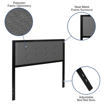 Elegant Full-Size Dark Gray Tufted Upholstered Headboard