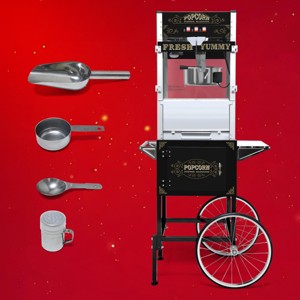 SEVOBAL Popcorn Poppers Commercial Machine with Cart 20oz Kettle and Stainless Steel Accessories for Events and Parties, Black, 30.91"*20.67"*63.98" - 1 of 4