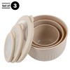 Set of 3 Bowls with Lids - Microwave, Freezer, and Fridge Safe Nesting Mixing Bowls - Eco-Conscious Kitchen Essentials by Classic Cuisine (Beige) - 3 of 4