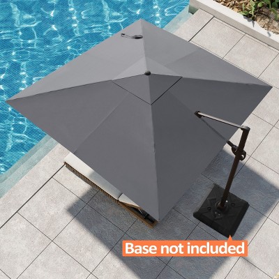 Pellebant 10.5FT Square Cantilever Umbrella Outdoor 360 Degree Rotation Offset Umbrella 6 Heights Adjustable Cantilever Patio Umbrella