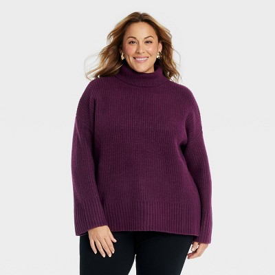 The Works Purple Turtleneck CASHMERE buy Pullover Sweater Women Small