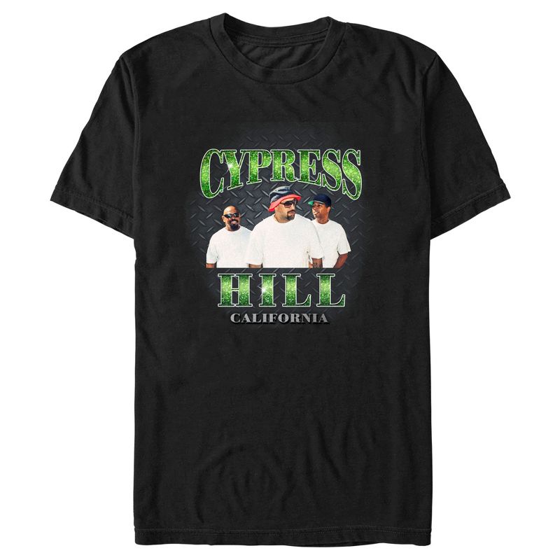 Men's Cypress Hill Green Glitter Logo T-Shirt, 1 of 6