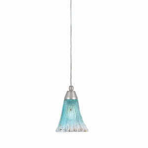 Toltec Lighting Any 1 - Light Pendant in  Brushed Nickel with 5.5" Fluted Teal Crystal  Shade - 1 of 1