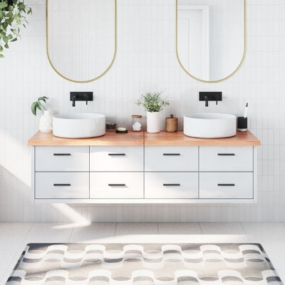 vidaXL Bathroom Countertop Light Brown 70.9 in.x23.6 in.x(0.8 in.-1.6 in.) Treated Solid Wood