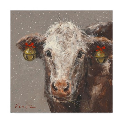 Patty The Brown Christmas Cow Canvas Art 24x24