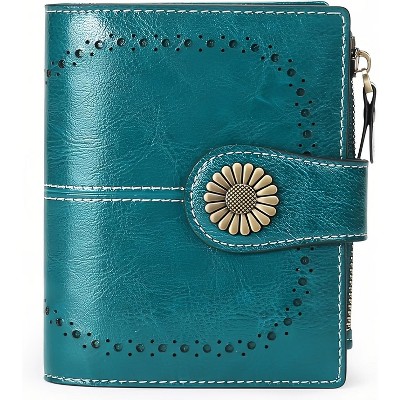 Wikineon Small Women's Leather Bifold Wallet - RFID Blocking Credit Card Holder with Zipper Coin Pocket, Organized Card Slots for Easy Access