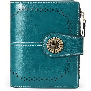 Wikineon Small Women's Leather Bifold Wallet - RFID Blocking Credit Card Holder with Zipper Coin Pocket, Organized Card Slots for Easy Access - 1 of 4
