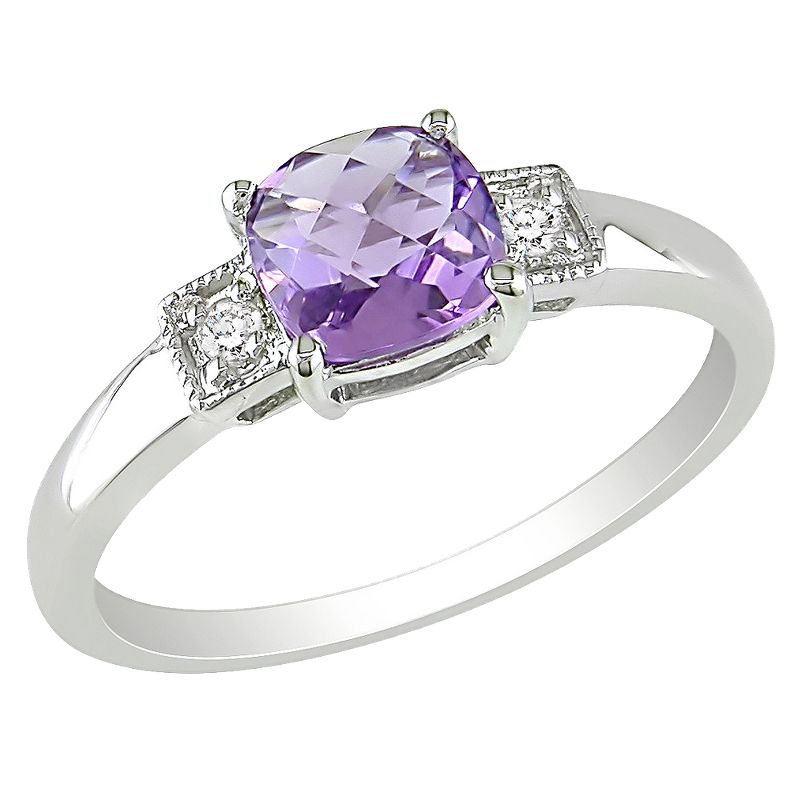 4/5 CT. T.W. Amethyst and Diamond Accent Ring in Sterling Silver - Violet, 1 of 4