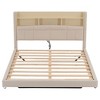 Whisen Beige Upholstered Floating Bed with LED and Storage Headboard - 4 of 4