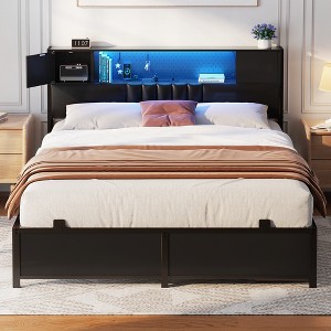 Aheaplus Bed Frame with LED Light and Charging Station - 1 of 4