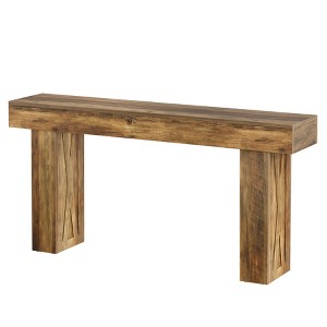 Gulches Farmhouse Console Table, Extra Long, Rustic Mix Brown Wood, 63", Sofa/Entryway/Hallway Accent Table - 1 of 4