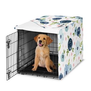 Sweet Jojo Designs Dog Crate Kennel Cover 36in. Watercolor Floral Navy Blue and Pink - 1 of 4