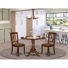 Round Dinette Set with Drop Leaf Table & 2 Linen Dining Chairs - Mahogany Finish - 2 of 4