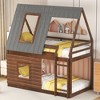 PAGED Twin Size Bunk Bed House Shaped Modern Wooden Bed Frame with Guardrail, Ladder and Slide for Bedroom - 2 of 4