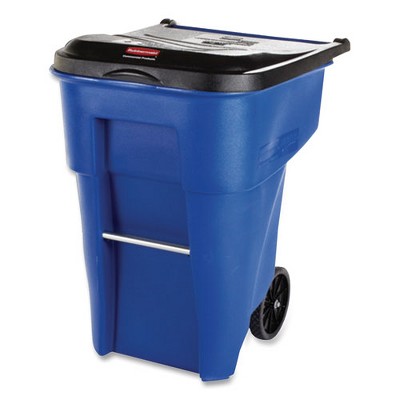 Rubbermaid Commercial Square Brute Rollout Container, Molded Plastic, Blue - 50 gal