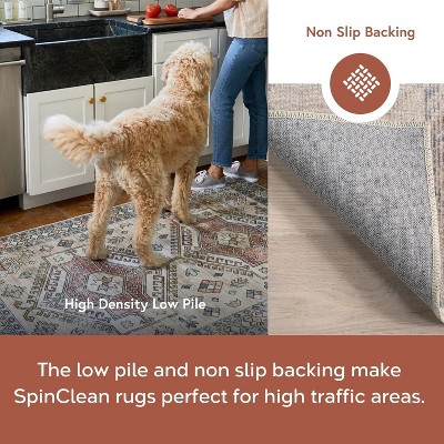 EasyCare 18" Square Beige Synthetic Stain-Resistant Accent Rug