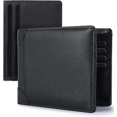 Paaaawaters Mens Wallet Rfid Blocking Leather Wallet for Men Bifold Wallets with 1 ID Window 13 Card Holders