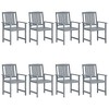 vidaXL Patio Chair Set of 8 Gray Solid Acacia Wood Regular Seats Many - 3 of 4