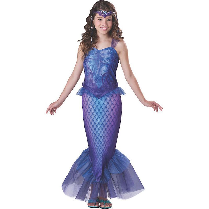 Halloween Express Girls' Mysterious Mermaid Costume - Size 10-12 - Blue, 1 of 2