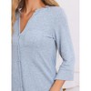 cheibear Women's Button Down Nightgown Knit Stretchy Half Sleeve Soft Pajama Dress Nightshirt - 4 of 4