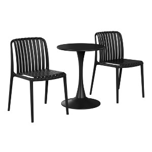 WestinTrends Playa 3-Piece Outdoor Metal Dining Table Set And Stackable Resin Patio Chairs - 1 of 4