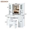 GlasFlength Makeup Vanity Tables Set with Mirror and Wireless Charging Station, Drawer and Shelves, for Bedroom, Multicolored, 41.46“*15.83"*59.61" - 2 of 4