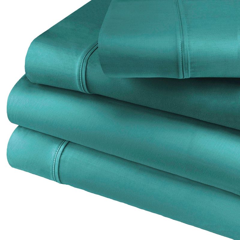 Modern 600 Thread Count Solid Deep Pocket Cotton Blend Bed Sheet Set by Blue Nile Mills, 1 of 4