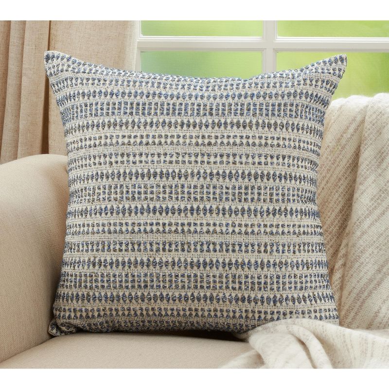 Saro Lifestyle Woven Line Throw Pillow With Down Filling, 3 of 4