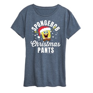 Women's - SpongeBob SquarePants - Christmas Pants Short Sleeve Graphic T-Shirt - 1 of 4