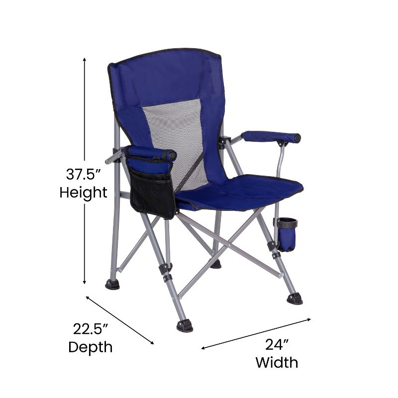 Flash Furniture High Back Folding Heavy Duty Portable Camping Chair with Padded Arms, Cup Holder, Storage Pouch and Extra Wide Carry Bag, 5 of 13