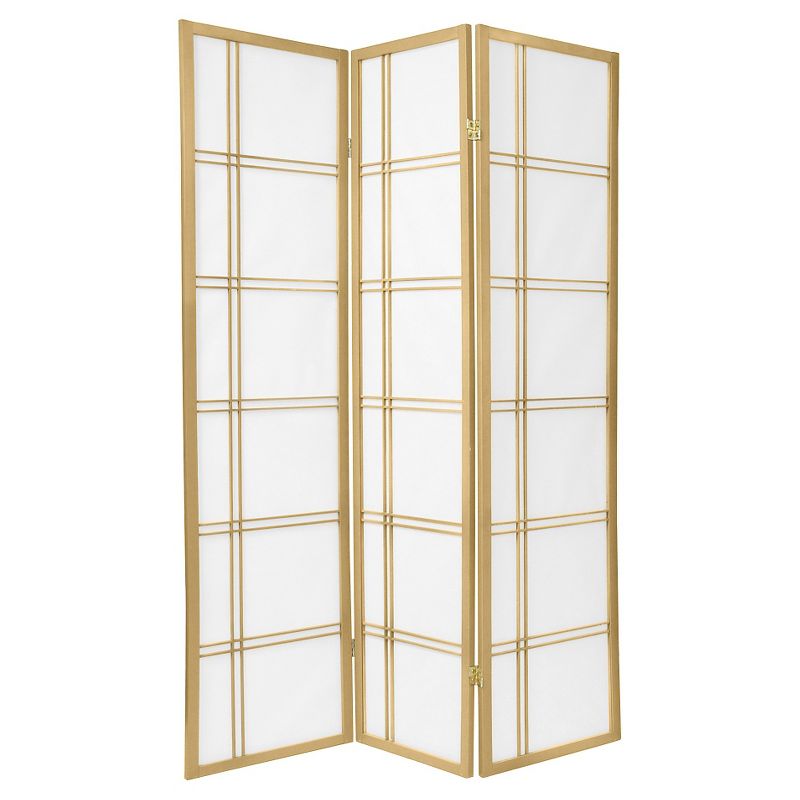 6 ft. Tall Double Cross Shoji Screen - Special Edition - Gold (3 Panels), 1 of 6